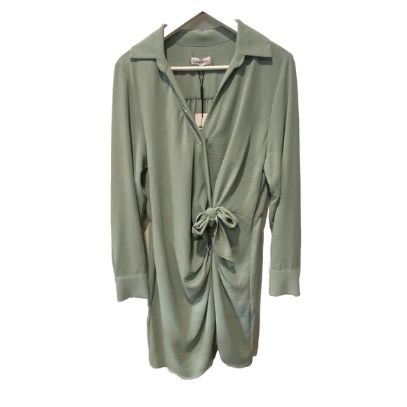 NWT Calvin Klein Wrap Mini Dress Womens Medium Icy Color V-Neck Long Sleeve Sz M - Picture 2 of 10